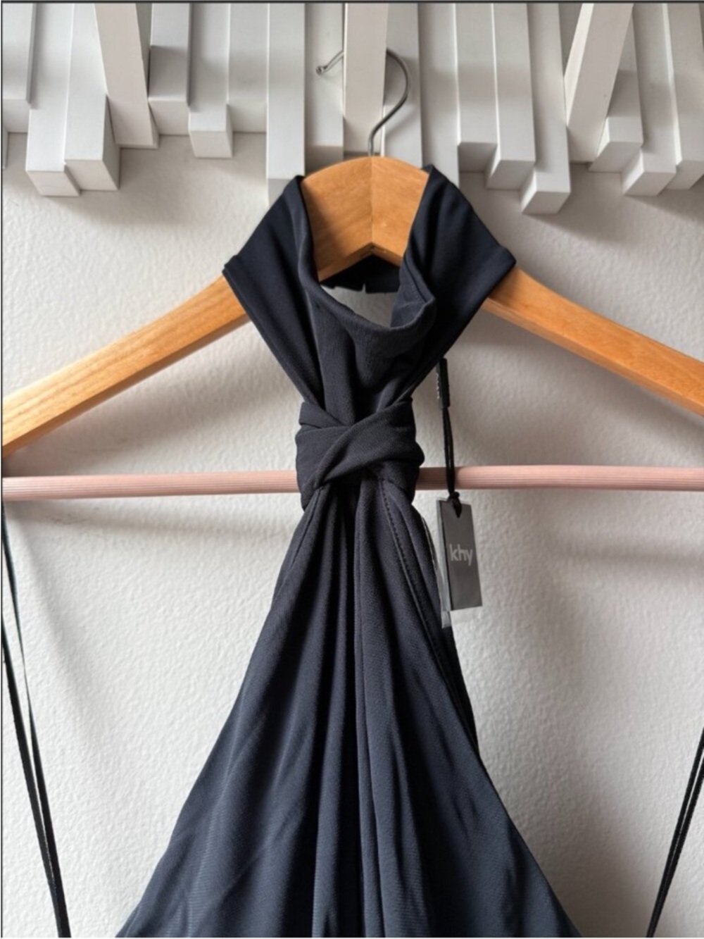 khy knotted halter gown - Black